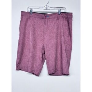 Burnside Mens Hybrid Shorts Size 36 Red Heathered Stretch Quick Dry BT9821-RS